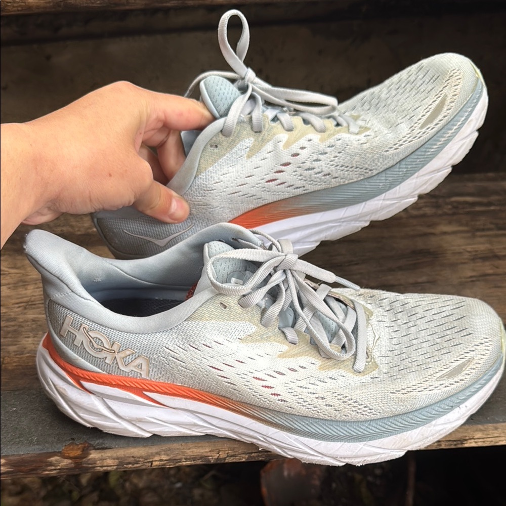 Hoka Blue and Orange Athletic Shoes with Cushioned Sole